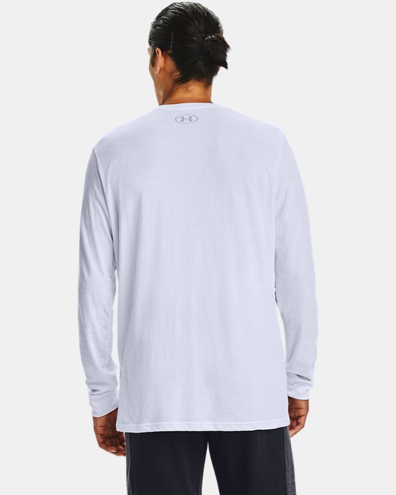 Men's UA Sportstyle Left Chest Long Sleeve in White image number 1